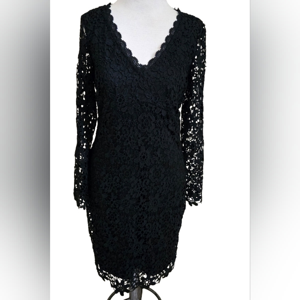 [Bebe] Lace Little Black Dress Long Sleeve Evening Cocktail Party Mini Women 10